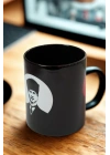 Atatürk Sevgisiyle Siyah Porselen Kupa, Özel Tasarım Portre Kalpli Baskılı 330 ml