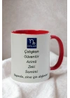 Oğlak Burcu Porselen Kupa – Çalışkan, Güvenilir, Azimli, Zeki ve Samimi – Kırmızı Kulplu Hediye Kupa