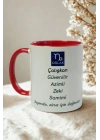 Oğlak Burcu Porselen Kupa – Çalışkan, Güvenilir, Azimli, Zeki ve Samimi – Kırmızı Kulplu Hediye Kupa