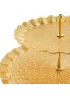 Otantik Yuvarlak Gold İki Katlı Sunumluk Kurabiyelik Pasta Tabak
