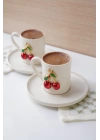 100 ml 2li Kirazlı Fincan Takımı Porselen 4 Parça