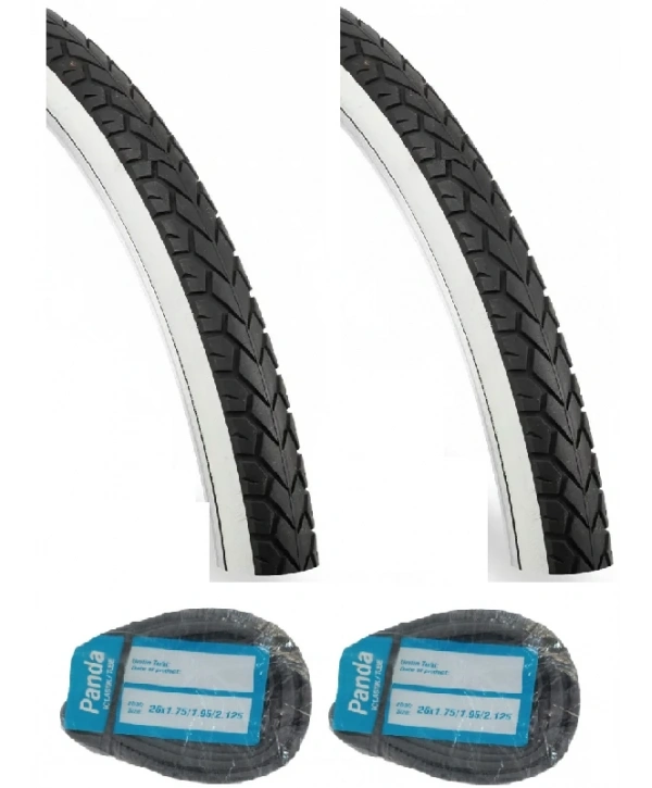 RFL 26 Jant 26x2.00 (26x2.10) Bisiklet Dış Lastiği D2697 Beyaz Yanak + Panda İç Lastik Seti X 2 Adet (2026)