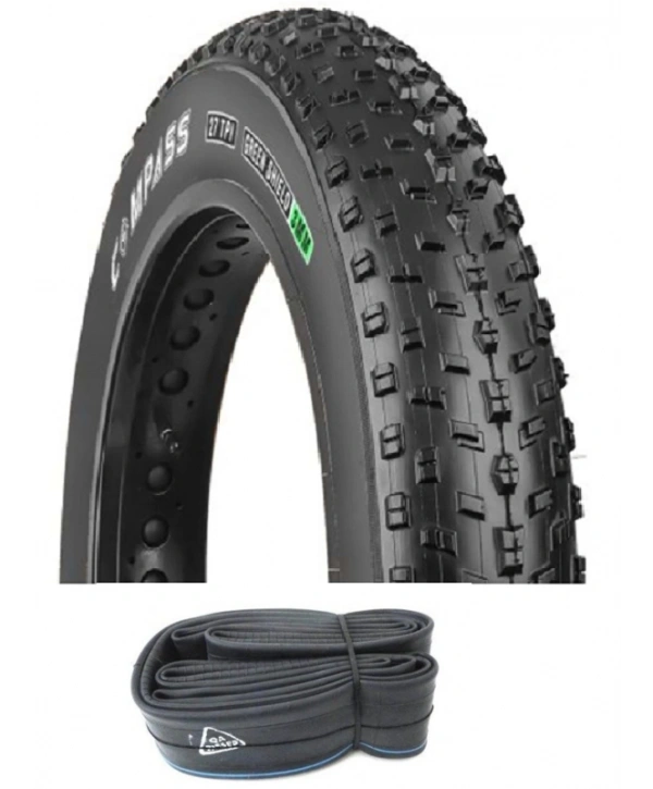 Compass 20x4.00 3 MM ZIRHLI Dişli Dayanıklı Fat Bike Bisiklet Dış Lastiği + IRC Dayanıklı İç Lastik Seti