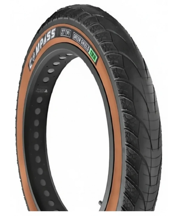 Compass 20x4.00 3MM ZIRHLI Dayanıklı Kahverengi Yanaklı Fat Bike Bisiklet Dış Lastiği