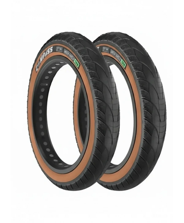 Compass 20x4.00 3 MM ZIRHLI Dayanıklı Kahverengi Yanaklı Fat Bike Bisiklet Dış Lastiği X 2 Adet