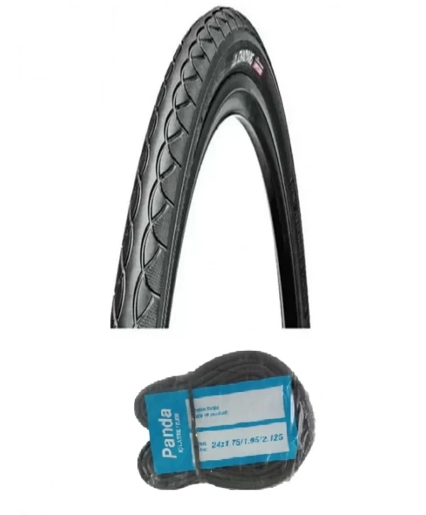 Chaoyang 24 Jant 24x1.75 (47-507) Bisiklet Dış Lastiği Yol Tipi H-460 + Panda İç Lastik Seti