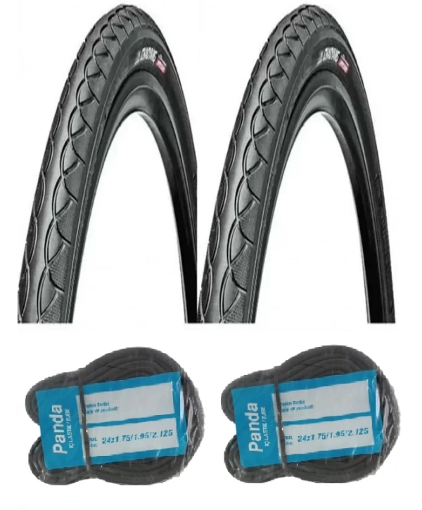 Chaoyang 24 Jant 24x1.75 (47-507) Bisiklet Dış Lastiği Yol Tipi H-460 X 2 Adet + Panda İç Lastik Seti
