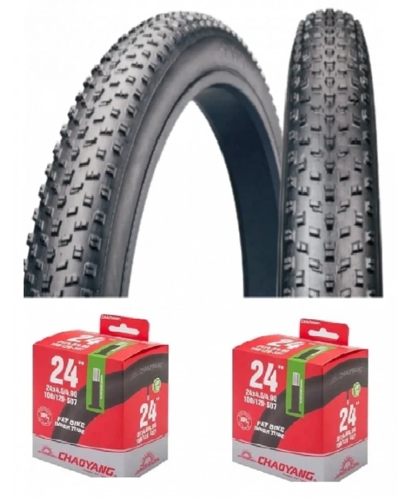 Chaoyang 24 Jant 24x4.0 Fat Bike Dış Lastiği Big Daddy H-5176 X 2 Adet + Chaoyang İç Lastik Seti