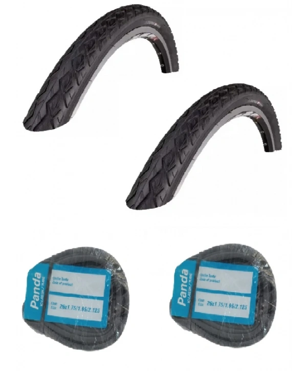 Chaoyang 26 jant 26x1.75 (44-559) Bisiklet Dış Lastiği Yol Tipi H-459 X 2 Adet + Panda İç Lastik Seti