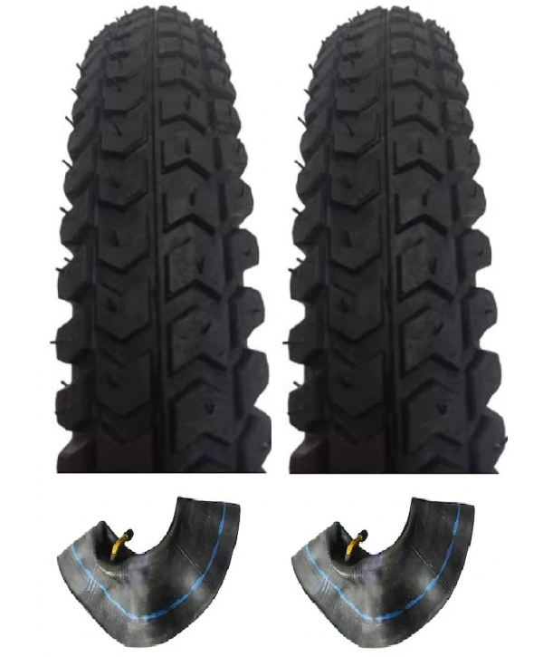 CKR 3.00-8 Tube Type (İç Lastikli) Engelli Araç Dış Lastiği X 2 Adet + Eğri Sibop İç Lastik Seti