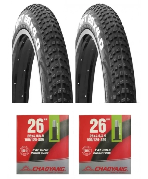 CST 26 Jant 26x4.00 C1752 Bisiklet Dış Lastiği Kum Tipi X 2 Adet + Chaoyang İç Lastik Seti
