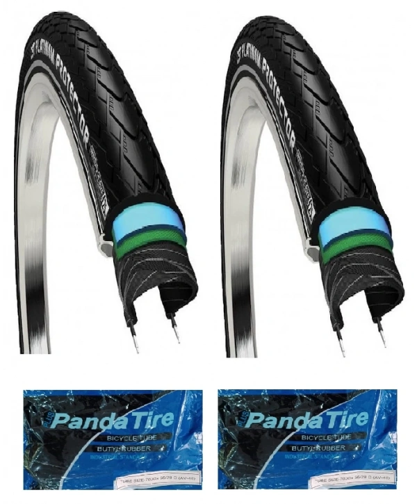 CST 28 Jant 700x35C (28x1.5/8x1.3/8) (37-622) 3mm ZIRHLI Platinum Protector Bisiklet Dış Lastiği X 2 Adet + Plus Panda İç Lastik Seti