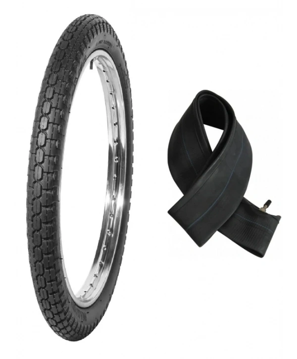 Diamond 18 Jant 2.75-18 Tube Type (İç Lastikli) 4PR (4 Kat) R (Arka) Jumbo Motosiklet Dış Lastiği + KRT İç Lastik Seti