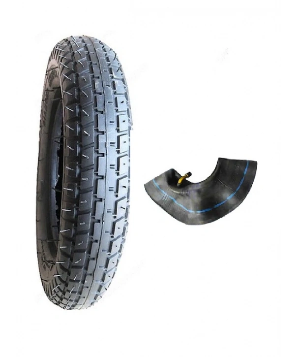 Diamond 3.00-8 Tube Type (İç Lastikli) 6PR (6 Kat) Engelli Araç Dış Lastiği  + Eğri Sibop İç Lastik Seti