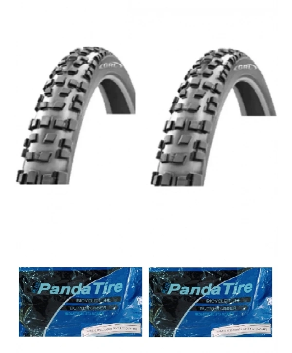 GRL 20 Jant 20x2.35 (58-406) 1 mm Zırhlı Kalın Tırnak 2221 Bisiklet Dış Lastiği X 2 Adet + Plus Panda İç Lastik Seti