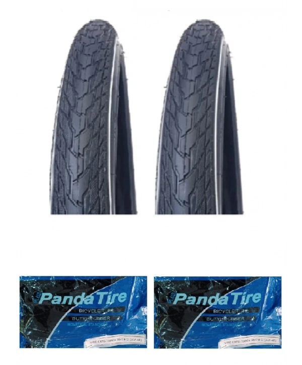 GRL 28 Jant 28x1.5/8x1.1/4 (700x32C) (32-622)Uyumlu 3 mm Zırhlı 5101 Bisiklet Dış Lastiği X 2 Adet + Plus Panda İç Lastik Seti