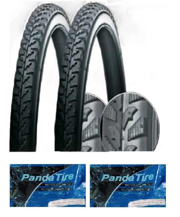 GRL 28 Jant 28x1.75 (700x45) 3 mm Zırhlı 2651 Bisiklet Dış Lastiği X 2 Adet + Plus Panda İç Lastik Seti