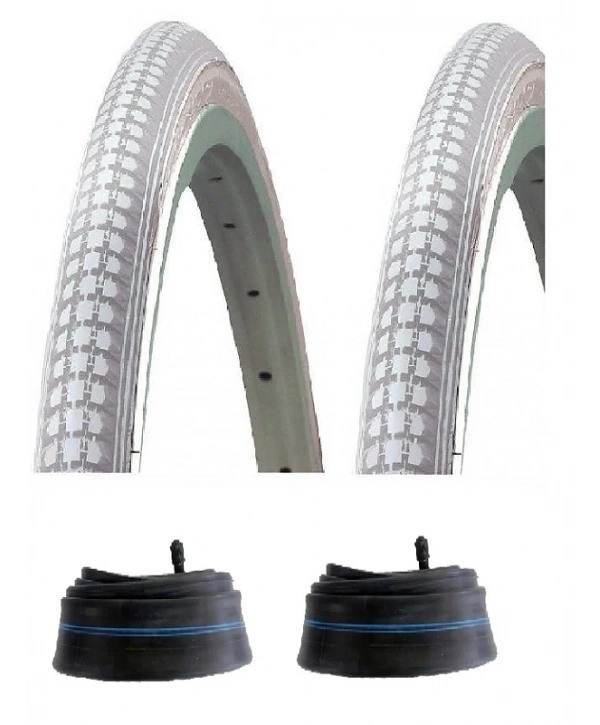 IRC 24 Jant 24x1.3/8 Bisiklet Dış Lastiği Gri X 2 Adet + IRC İç Lastik Seti