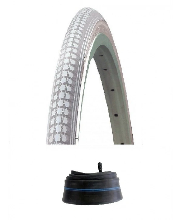 IRC 24 Jant 24x1.3/8 Bisiklet Dış Lastiği Gri + IRC İç Lastik Seti
