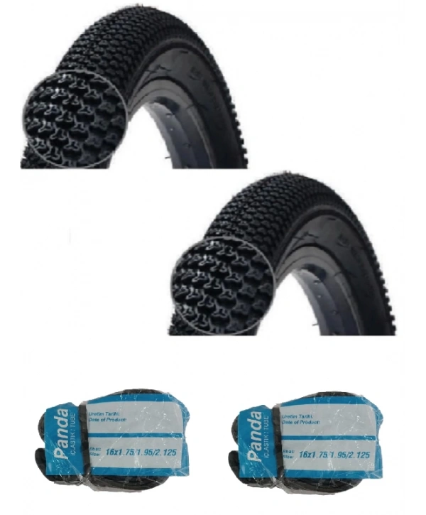 RFL 16 Jant 16x2.10 (54-305) Bisiklet Dış Lastiği D1698 X 2 Adet + Panda İç Lastik Seti