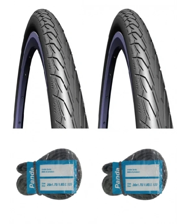 Rubena 26 Jant 26x1.75 (47-559) 3mm Zırhlı Bisiklet Dış Lastiği V66 X 2 Adet + Panda İç Lastik Seti