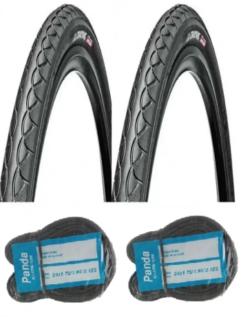 Chaoyang 24 Jant 24x1.75 (47-507) Bisiklet Dış Lastiği Yol Tipi H-460 X 2 Adet + Panda İç Lastik Seti
