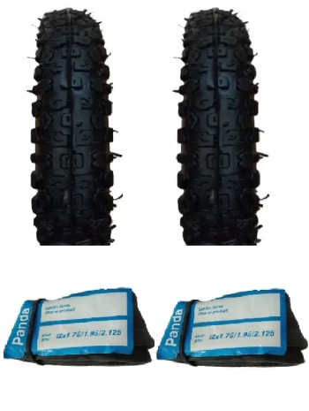 Diamond 12 Jant 12x1.75/1.95 Bisiklet Dış Lastiği Kalın Tırnak X 2 Adet + Panda İç Lastik Seti