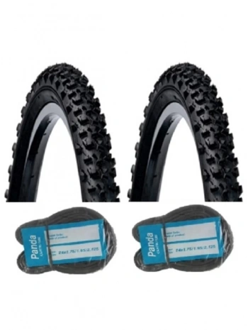 Diamond 24 Jant 24x1.95/2.00 Bisiklet Dış Lastiği Kalın Tırnak MB50 X 2 Adet + Panda İç Lastik Seti