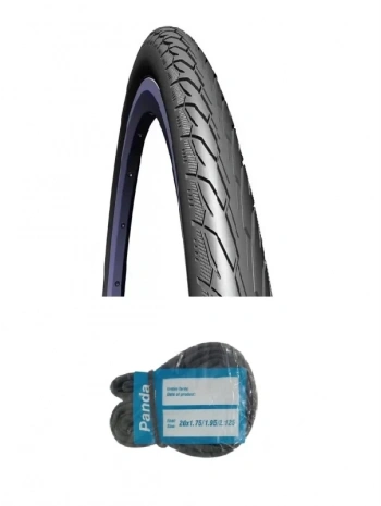 Rubena 20 Jant 20x1.75 3mm Zırhlı Reflektörlü Bisiklet Dış Lastiği Siyah V66 + Panda İç Lastik Seti