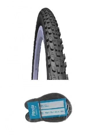 Rubena 24 Jant 24x2.10 3mm Zırhlı Bisiklet Dış Lastiği Siyah V85 + Panda İç Lastik Seti