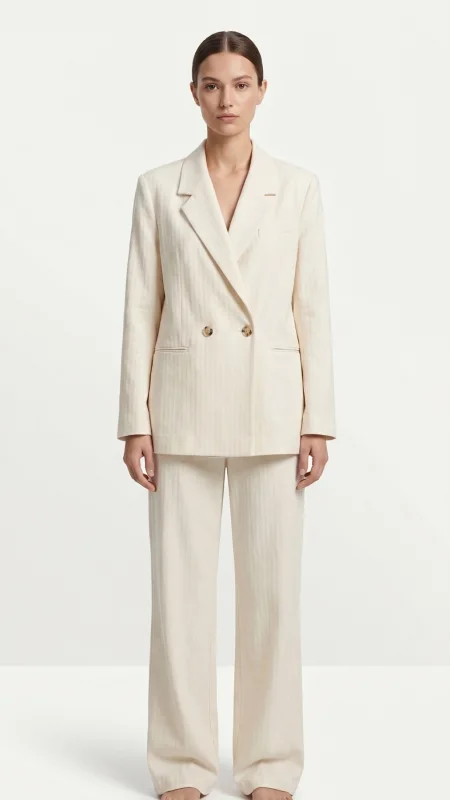 SHIN Oversize Krem Blazer
