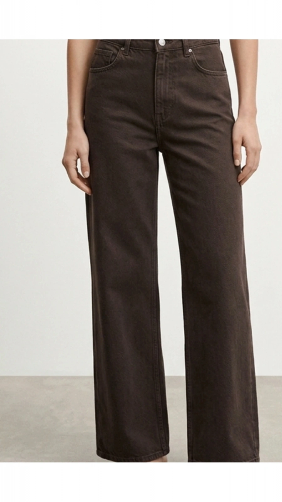 SHIN Kahverengi Yüksek Bel Wide Leg Jean