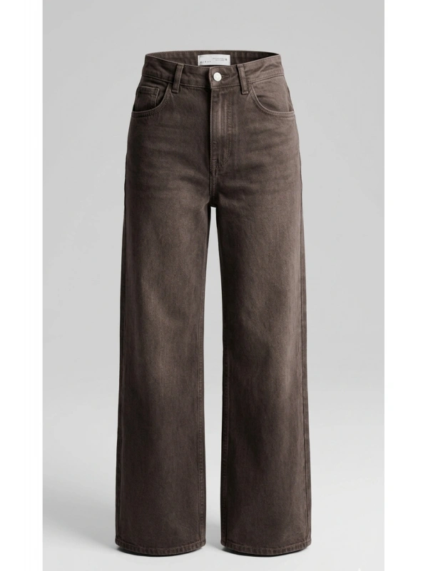 SHIN Kahverengi Wide Leg Jean