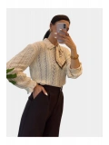 SHIN Vintage Dokulu Triko Gömlek – Fular Detaylı Premium Bluz