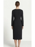 SHIN Minimal Siyah Midi Elbise
