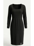 SHIN Minimal Siyah Midi Elbise