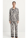 SHIN Zebra Desen Oversize Gömlek Pantolon Takım – Siyah/Beyaz