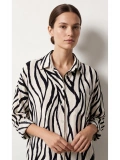 SHIN Zebra Desen Oversize Gömlek Pantolon Takım – Siyah/Beyaz