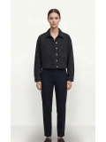 SHIN Taş Detaylı Crop Jean Ceket – Siyah Denim