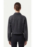 SHIN Taş Detaylı Crop Jean Ceket – Siyah Denim