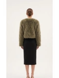 SHIN Premium Kürk Görünümlü Crop Ceket – Haki