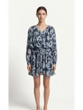 SHIN Mavi Floral Şifon Mini Elbise