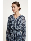 SHIN Mavi Floral Şifon Mini Elbise