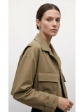 SHIN Minimal Crop Trenç – Modern Kesim Haki Ceket