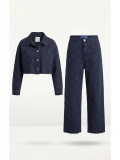 SHIN Kapitone Desenli Denim Takım – Lacivert