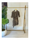 SHIN Drapeli Şifon Mini Elbise – Siyah
