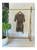 SHIN Drapeli Şifon Mini Elbise – Siyah