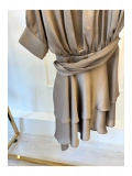 SHIN Drapeli Şifon Mini Elbise – Siyah