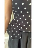 Zarif Peplum Kesim Puantiyeli Bluz