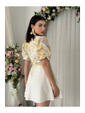 Vintage Garden Kemer Detaylı Mini Elbise